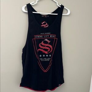 Strong Lift Wear Black Tank Top with Red Accents